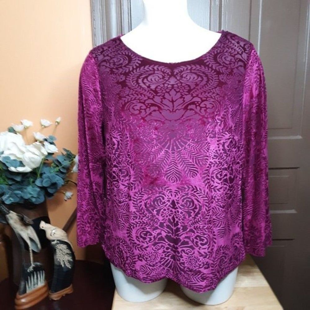 Roz & Ali Women's size 3X Velvet Top Blouse